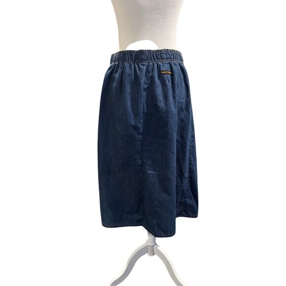 VINTAGE FANCY PROPS Wilkins High Waist Button Up Dark Wash Denim Skirt - Picture 3 of 6